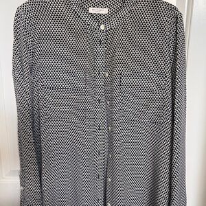 Equipment Navy and White Patterned Shirt